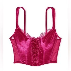 Dream Angels Unlined Lace-up Corset Top, M, Claret Red